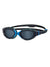 Zoggs Predator Flex swim goggles with a dark green and black camouflage pattern frame, blue accents, and dark gray lenses, shown on a plain white background.